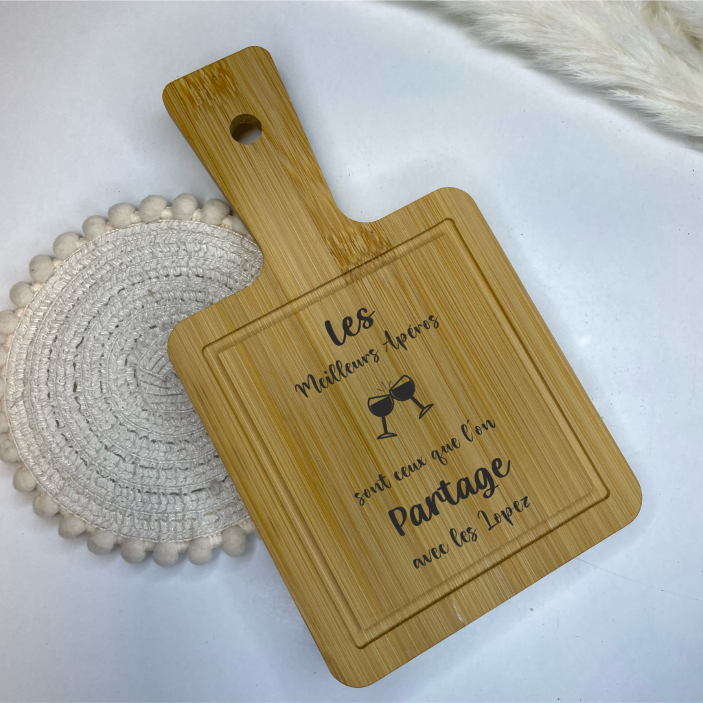 Planche à Découper En Bambou Gravée Personnalisée - 30x20 Cm - Plateau Apéro Et Barbecue - Cadeau Pour Homme - 5